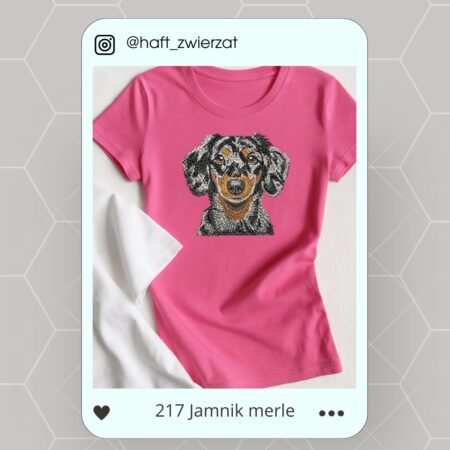 Koszulka/bluza z haftem Jamnika merle. Gotowy wzór 217