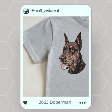 Koszulka/bluza z haftem Dobermana. Gotowy wzór 2663