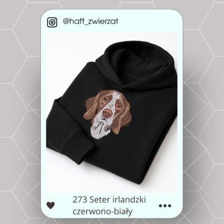 Koszulka/bluza z haftem Setera irlandzkiego czerwono-białego. Gotowy wzór 273