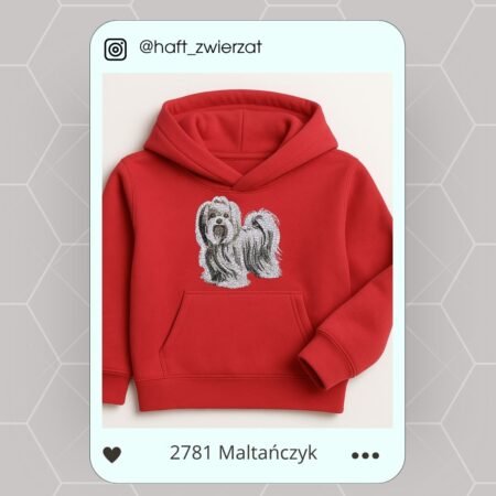 Koszulka/bluza z haftem Maltańczyka. Gotowy wzór 2781