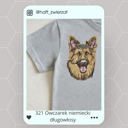 Koszulka/bluza z haftem Owczarka niemieckiego długowłosego. Gotowy wzór 321