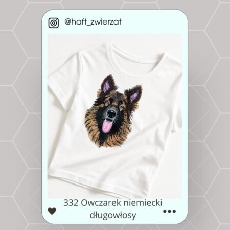 Koszulka/bluza z haftem Owczarka niemieckiego długowłosego. Gotowy wzór 332