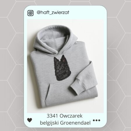 Koszulka/bluza z haftem Owczarka belgijskiego Groenendaela. Gotowy wzór 3341