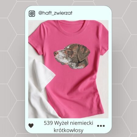 Koszulka/bluza z haftem Wyżła niemieckiego krótkowłosego. Gotowy wzór 539