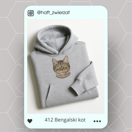Koszulka/bluza z kapturem z haftem Kota Bengalskiego/Leopardeta. Gotowy wzór 412 (Kopia)